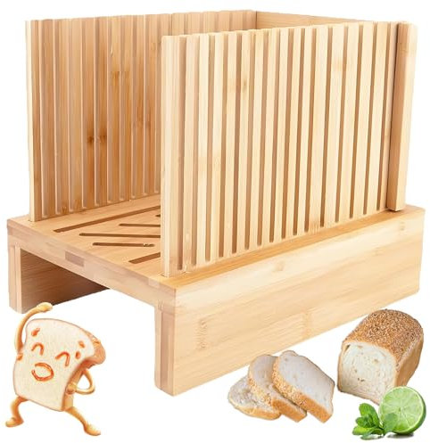 Bamboo Bread Slicer For Homemade Bread, Foldable Bread Slicing Guide With Adjustable Slice Thick 0.98-1.5cm, Compact Bread Cutting Board For Loaf, Toast, Bagel
