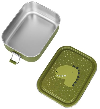 wunderwunsch TRIXIE Lunchbox Edelstahl Tier personalisiert, individualisiert mit deinem Wunschnamen, für Schule, Kindergarten als Geschenk für Kinder zur Einschulung (Dino mit Name, klein)