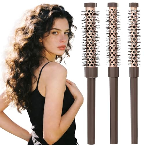 3 Stück Rundbürste Klein, Rundbürsten Set zum Föhnen Haarbürste Rund für Kurzhaar, Pony Ansatz Locken und Glattes Haar, 3 Stück in verschiedenen Größen