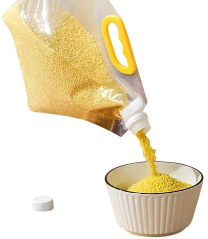 Sachets de Conservation Réutilisables avec Bec Verseur – Lot de 5 Pochettes Transparentes Hermétiques – Pour Riz, Farine, Céréales, Noix, Croquettes Chien et Chat – Accessoires Rangement Cuisine