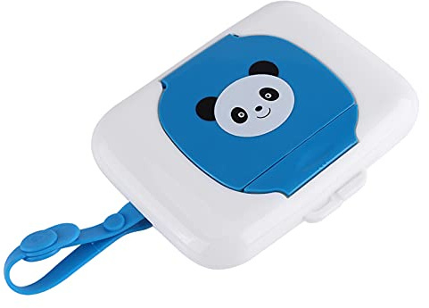 TIKATARER Wipes Dispenser, Baby Spädbarn Utomhus Resevagn Våt Torkar Lådan Vävnad Fodral Dispenser Torkhållare med 6,46 X 4,61 X 1,18 Tum Våta Torkar (Blå panda)