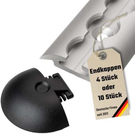 LOADCARE Endkappe – Halbrund | Klickversion | Für Airlineschienen | schwarz o. grau 5 x 4,8 x 1 cm (10, Schwarz)