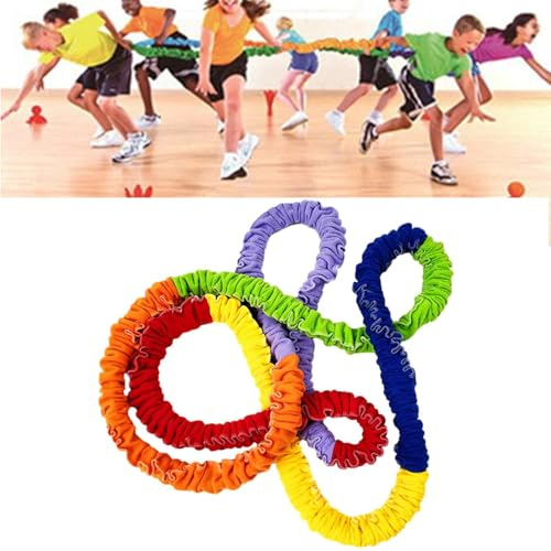 Rainbow Pull Rope - Banda Dinámica Elástica De Fleece para Ejercicio Juegos Grupales | Ropio Extracción Niños Al Aire Libre Anillo Acondicionamiento Físico Elástico La Actividad Fiesta Los Y Deportes