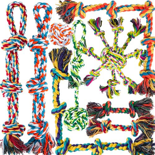 GASAPET Dog Ropes Toys for Aggressive Chewers, Dog Toys Set With Eight Legs Ball for Large Breeds,Full of Attractiveness for Medium Dog, Heavy Duty Natural Cotton Rope Chew toy, Tug of War 9PCS