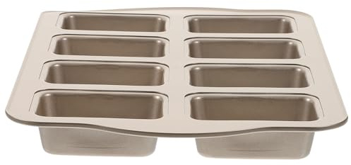 BESPORTBLE Moule à Pâtisserie Rectangulaire Antiadhésif en Acier au Carbone 8 Cavités Mini Moules à Cake Dorés pour Cuisson de Financiers Four