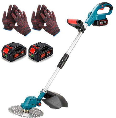 Coupe-herbe Sans Fil Sans Fil, 5 500 Tr/min, Désherbeur électrique Avec Hauteur Réglable Et 2 Batteries, Lame De Scie En Alliage, Machine De Coupe D'herbe Pour Jardin, Pelouse, Maison 2 Batteries