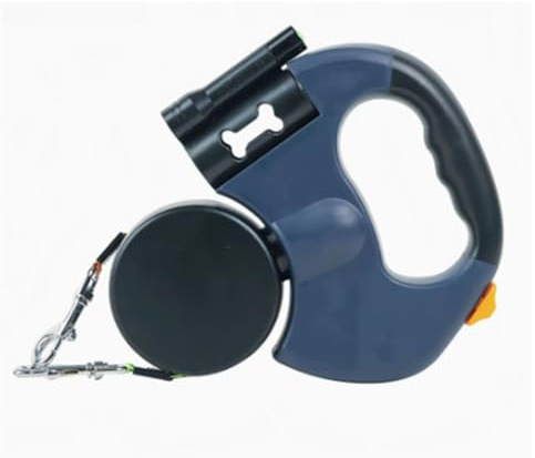 Omquot Material Extensible Libre del ABS de los Paseos Nocturnos de la Luz LED del Correo de la Cuerda del Entrenamiento del Animal Doméstico (Versión de batería Azul)