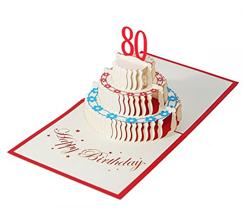 3D KARTE Zum 80. Geburtstag I Pop-Up Karte als Geburtstagskarte I Klappkarte als Geldgeschenk, Glückwunschkarte, Geschenk
