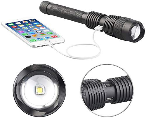 KryoLights Power LED Taschenlampe: 2in1-LED-Taschenlampe und Powerbank, 3.600 mAh, 1.000 Lumen, 10 Watt (& USB-Powerbank, zum Aufladen, hell)
