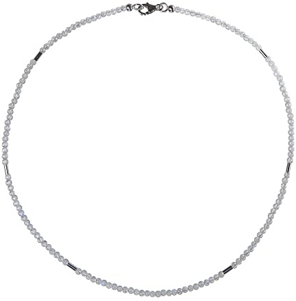 Regenbogen-Mondstein Kette - Mondstein Halskette - 925 Silber