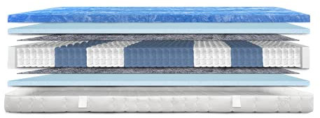 AM Qualitätsmatratzen - Premium Gelschaum-Matratze 100x200cm H3-1000 Federn - Taschenfederkernmatratze Gelschaum 100 x 200-6 cm Gelschaumauflage - 24cm Höhe - Made in Germany