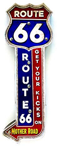 DiiliHiiri Insegna Luminosa Route 66 – Accessori Garage Moto Retro in Metallo Targhe Americane Decorazioni Bar Poster Arredamento Casa Vintage | 60x23x5 cm (Route 66)