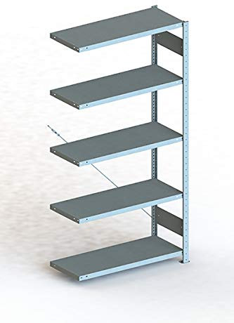 Meta Anbauregal - Zum Ausbau eines Lagerregales - 5 Böden - Farbe Silber - 200 x 100 cm - 40 cm tief