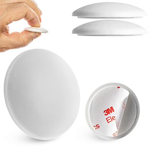 Tope de puerta para paredes, 2 x Ø 40 mm, Almohadillas amortiguadoras autoadhesivas en blanco, Sujeción extra fuerte con adhesivo especial, Protector de pared de puertas, Topes puertas, Protectores