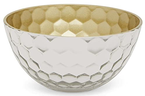 CIOTOLA IN VETRO OPTIK 14CM H.7CM - ARGENTO INCAMICIATO/ORO