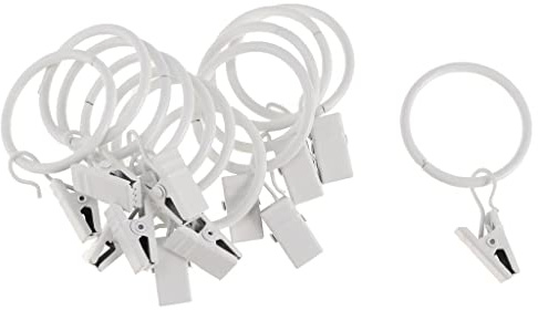rockible 12 Stück Metallvorhänge Vorhangringe mit Clips, Weißes Porzellan 25mm