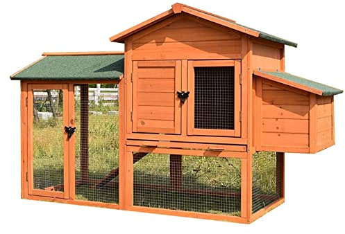 hasenstall kaninchenstall Kaninchenstall Außenbereich für 4 Kaninchen, Groß Hölzernes Kaninchenkäfig Kaninchenstall, Haustier-Tierhaus mit wasserdichtem Dach, ausziehbarem Tablett und zu öffnender Tür