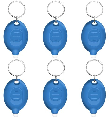 Daemson Mini LED Blue Light Keychain Flashlight, 12 Lumens Small Portable Pocket Torch, Ultra Bright Micro LED Keychain Light for Everyday Carry (6PCS)