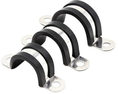 Mit Gummi ausgekleidete P-Clips aus Edelstahl 304, U-förmige Rohrschelle, Kabelmontageschlauch, feste Klemme, Rohrhalterung (Color : Svart, Size : 80mm)