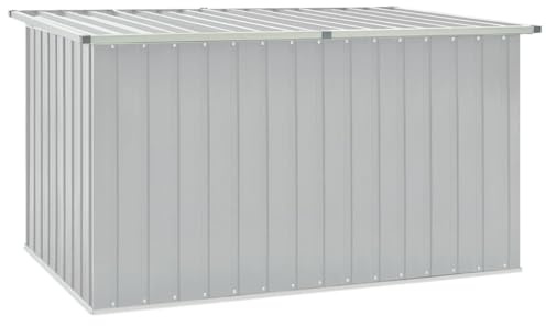 homiuse Gartenbox Grau 171 x 99 x 93 cm Auflagenbox Aufbewahrungsbox Aufbewahrungstruhe Gartentruhe Garten Wasserdicht Kissenbox Outdoor Wasserdicht Gartenbox Klein Verzinkter Stahl Klappdeckel
