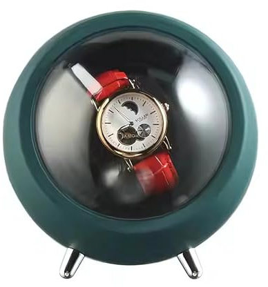 Omana Watch Winder for Automatic Watches – Single Watch Winder Box with Silent Motor, Type-C & Battery Power – Automatic Watch Winder, Display Case for Wristwatches (Green)