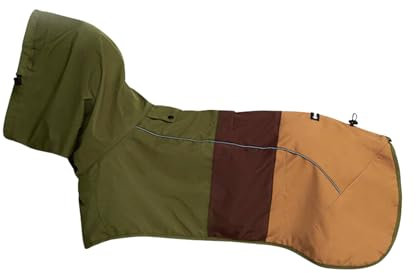 Spark Paws Hunderegenmantel, wasserdichte Winddichte Regenjacke, für kleine, mittlere, große und extra große Hunde, reflektierend, atmungsaktiv, mit vollständigem Körperschutz - Green Brown Tan - M