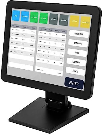 JAYEUW 15 Zoll Registrierkasse Touchscreen Monitor Kassenmonitor mit Kassensoftware integriertem Bondrucker WiFi geeignet für die Gastronomie