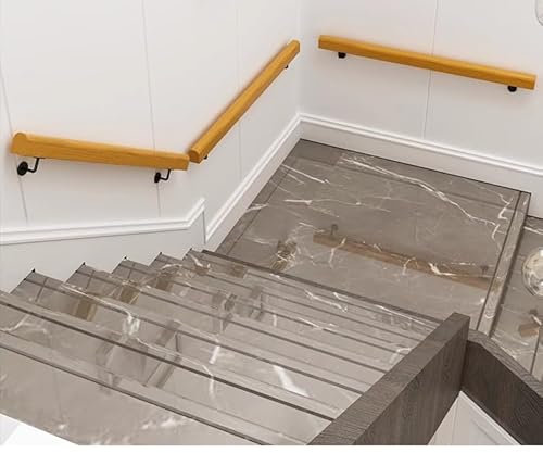 Wandhandlauf Wand Treppe,50-140cm Buche Holz Handlauf Treppengeländer Geländer,Rutschfestes Treppenhandlauf Barrierefreie Treppe Haltegriff Für ältere Menschen,Leicht Zu Montieren(Size:100cm/39.3in)