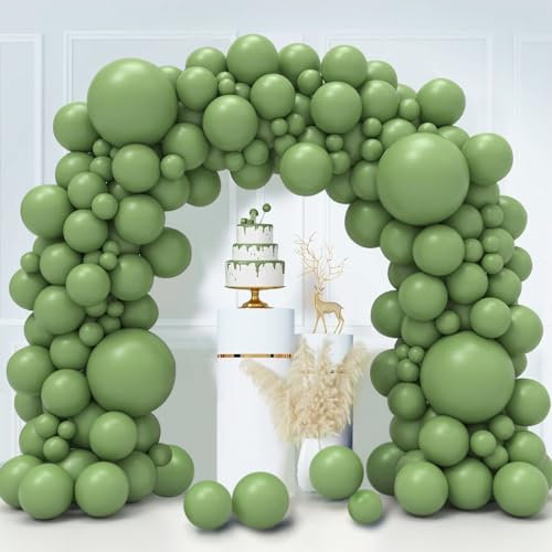 Luftballons Grün, 130 Stück Grüne Ballon Girlande, 18 12 10 5 Zoll Latex Helium Luftballon Girlande Salbeigrün, Olivgrüne Luftballons für Geburtstag Hochzeit Babyparty Dschungel Safari Party Deko