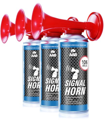 AABCOOLING Signalhorn 3x Sicherheitshorn nicht brennbar 106 dB(A), Wassersport, bis zu 120 Signale, lautes Drucklufthorn für Bootfahren, Drucklufthupe, Meereswassersport, Bootshörner