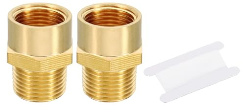 PATIKIL Brass Pipe Fitting Adapter Set, 2Pcs 3/8 NPT Male Thread x 3/8 G Female Thread Brass Reducer Hex Tubing Hose Connector Adaptor with Tape for Plumbing