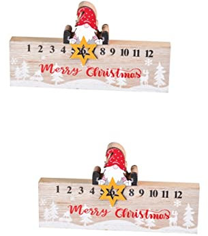 Cabilock 2st Weihnachtsschmuck Tischkalender 12-tage-adventskalender Weihnachtsdekoration Weihnachtskalenderverzierung Weihnachtlicher Adventskalender Tage Adventskalender Hölzern