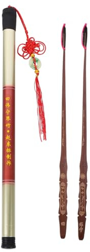 Ebenholzkopf Hackbrett Spieß Zubehör aus Bambus, Schwarz | Yangqin Jean Bamboo mit Zufallsanhänger, für Profis, 2 Stück Packung