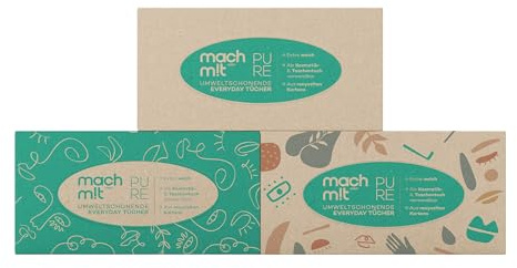 machm!t Kosmetiktücher 4-lagig - 10 Boxen - 100 Tücher pro 1 Box - ungebleicht - aus recyceltem Karton - extrem weich & nachhaltig – Made in Germany – 100% recycelbar - 10 Packungen mit 100 Tücher