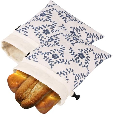 Sutowe Brotbeutel Leinen, 32 x 42cm Brotsack Aufbewahrung Frischhalten, Wiederverwendbar Brotsack mit Schnallendesign für Brot Obst Gemüse Selbstgebackenes Brot Andere Lebensmittel(2 Stück)
