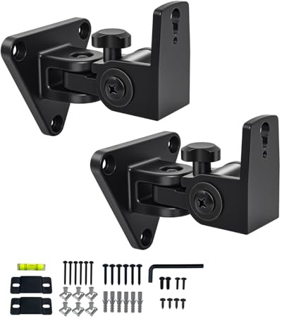 Howonder Lautsprecher Wandhalterung,Schwenk- und neigbar,2er-Pack | Wandhalterung aus Aluminium für kleine Lautsprecher, für bis zu 13,6 kg, einfache Selbstmontage, HD-818, Schwarz