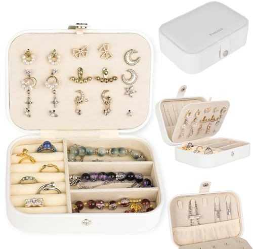 bssmmai Smyckeskrin, liten, smyckesförvaring resa, liten smyckeslåda, smyckeslåda, smycke resefodral för örhängen, halsband, ringar