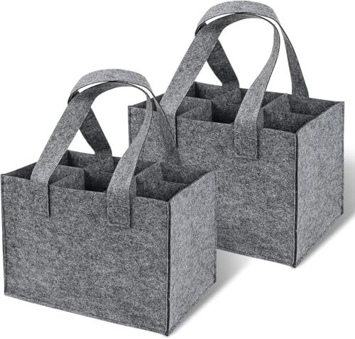 Jognee 2 bolsas para botellas, portabotellas, 6 botellas, 6 botellas, bolso de mano para hombre de fieltro, bolsa de fieltro para botella de vino, cesta para botellas de vino