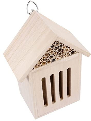 Yardenfun Insektenhotel mit Glatten Nisströhren Wildbienen Nisthilfe für Garten Nachhaltiges Bienenhaus mit Überdachung Dekoratives Hotel für Marienkäfer und Andere Nützlinge Terrassen