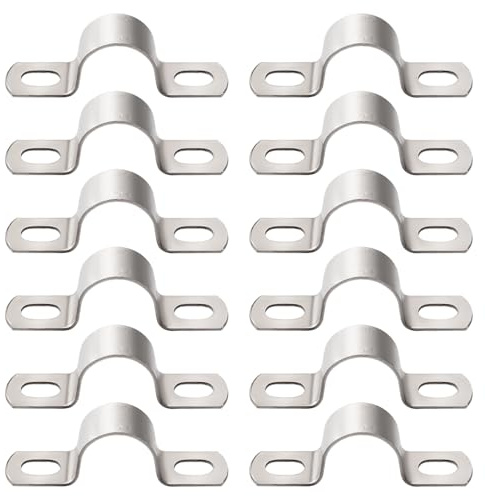 YYIGVMO 12 Pezzi Ø 20mm U-Fascette Stringitubo, Cinghia Rigida per Tubi in Acciaio Inox 304, Clip per Condotto con 2 Fori, per Tubi e Cavi
