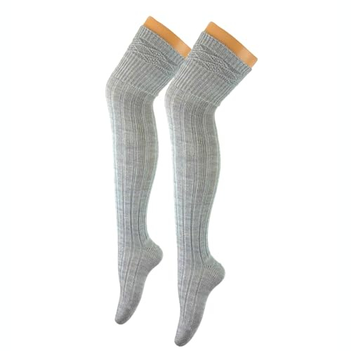 BF Souvenirs Eleganti calze sexy da donna sopra il ginocchio a maglia grossa, ideali anche come calze tradizionali – super morbide – pizzo rimagliato a mano – matrimonio cocktail Oktoberfest casual