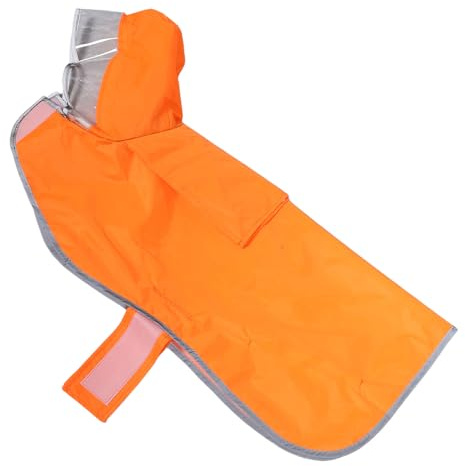 ORFOFE Hundregnjacka med Justerbar Huva och Reflexband Lättviktsdesign med Koppelöppning för Hundar Praktisk och Säker Regnrock för Utomhuspromenader i Orange