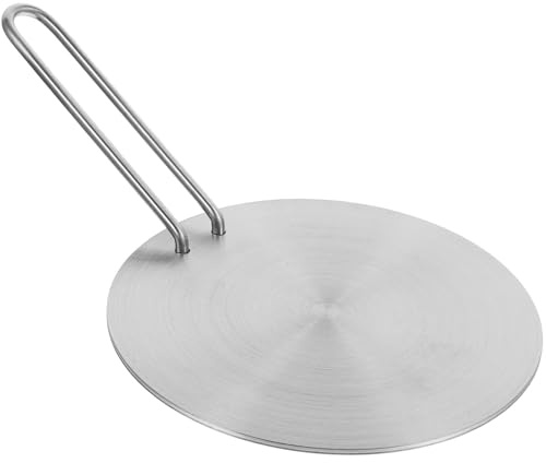 SHINEOFI Diffuseur de Chaleur Inox 18 Cm Poignée Amovible, Adaptateur pour Plaque à Induction et Cuisinière Gaz, Plaque D’adaptation Multifonction pour Cuisson Uniforme des Casseroles