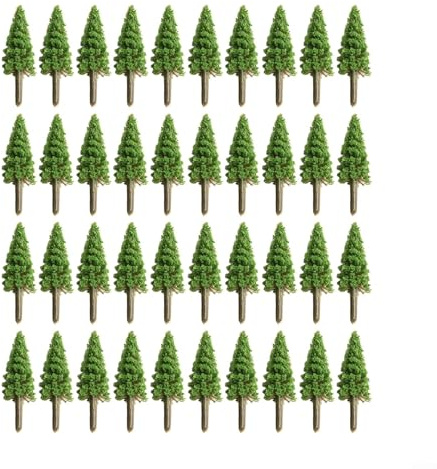 40 alberi modello per treno ferroviario diorama scenario in miniatura layout di wargame con fogliame in plastica per modellazione paesaggistica e decorazione bonsai (H 3,5 cm)