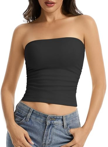 Comfyin Top Bandeau para mujer, sin tirantes, corte ajustado, sin mangas, de una sola capa, básica, cómoda y ligera