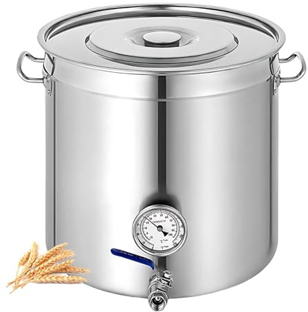 Högkvalitativ Bryggkittel med 1mm Väggtjocklek och 3mm Botten, Rostfri Pan med 4 Nitar Förstärkt Handtag, Professionell Ölbryggning för Induktionshäll(98L/25.9Gal)