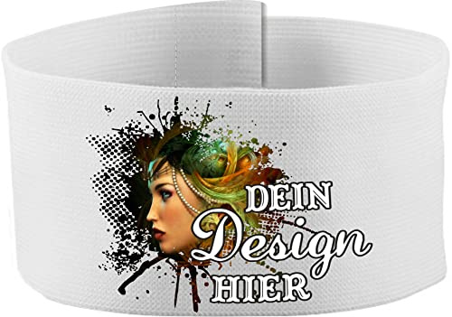 Unbekannt größenverstellbare Armbinde/Mediaband bedruckt mit IHREM INDIVIDUELLEM TEXT (XXXL 35-46 cm) (Farbe weiss)