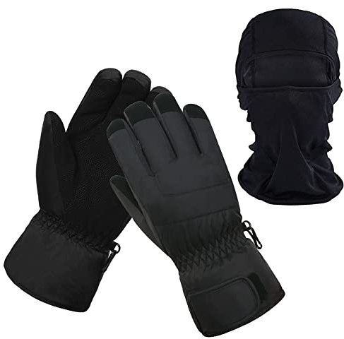 HIGHLOONG Women Ski Gloves, Winter Warmest Waterproof and Breathable Snow Gloves with Free Balaclava for Snowboard, Snowmobile in Cold Weather. (L)