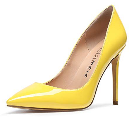 Castamere Scarpe col Tacco Donna Tacco a Spillo 10CM Pelle Verniciata Giallo Scarpe EU 37