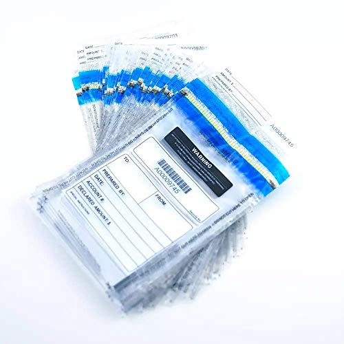 6x9 inch Deposit Bags Cash Handling Bank Deposit Bags Tamper Evident Cash Register Bags with Barcodes, Tear-Off Receipt 300 Pack